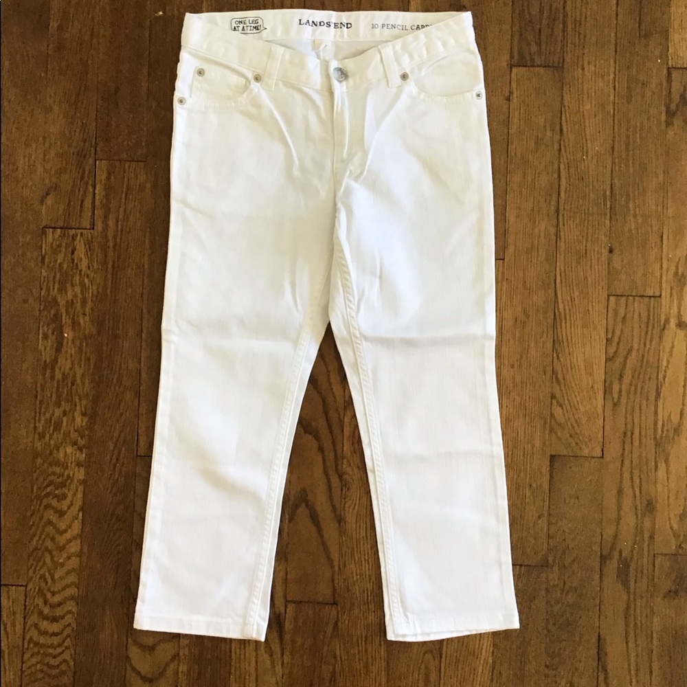 Lands End Pencil White Jean Capris